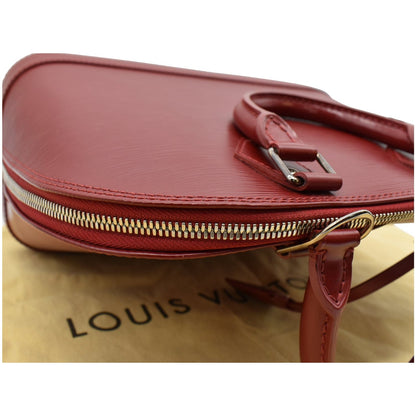 LOUIS VUITTON Alma MM Epi Leather Satchel Bag Red