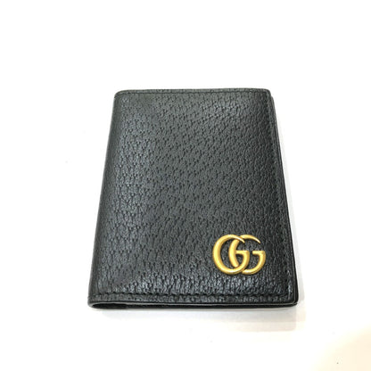 GUCCI Card Case 428737 leather black GG Marmont Women Used