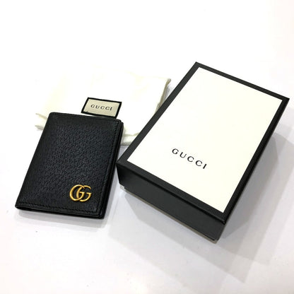 GUCCI Card Case 428737 leather black GG Marmont Women Used