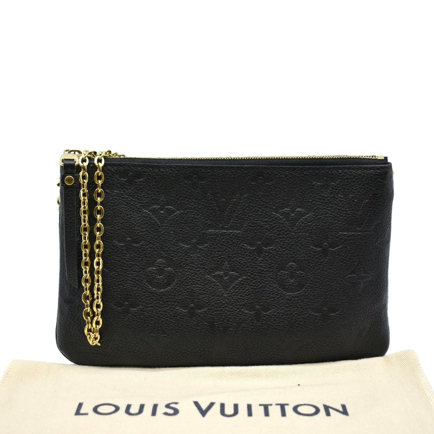 LOUIS VUITTON Double Zip Pochette Monogram Empreinte Crossbody Bag Black