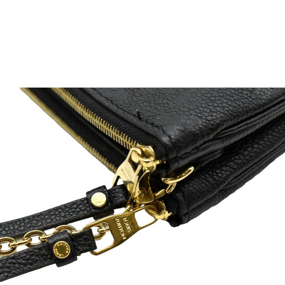 LOUIS VUITTON Double Zip Pochette Monogram Empreinte Crossbody Bag Black