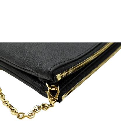 LOUIS VUITTON Double Zip Pochette Monogram Empreinte Crossbody Bag Black