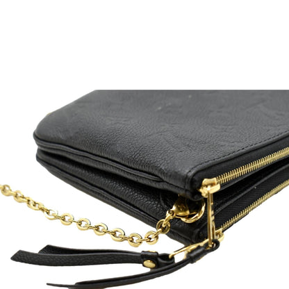 LOUIS VUITTON Double Zip Pochette Monogram Empreinte Crossbody Bag Black