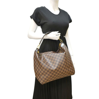 LOUIS VUITTON Duomo Damier Ebene Hobo Bag Brown