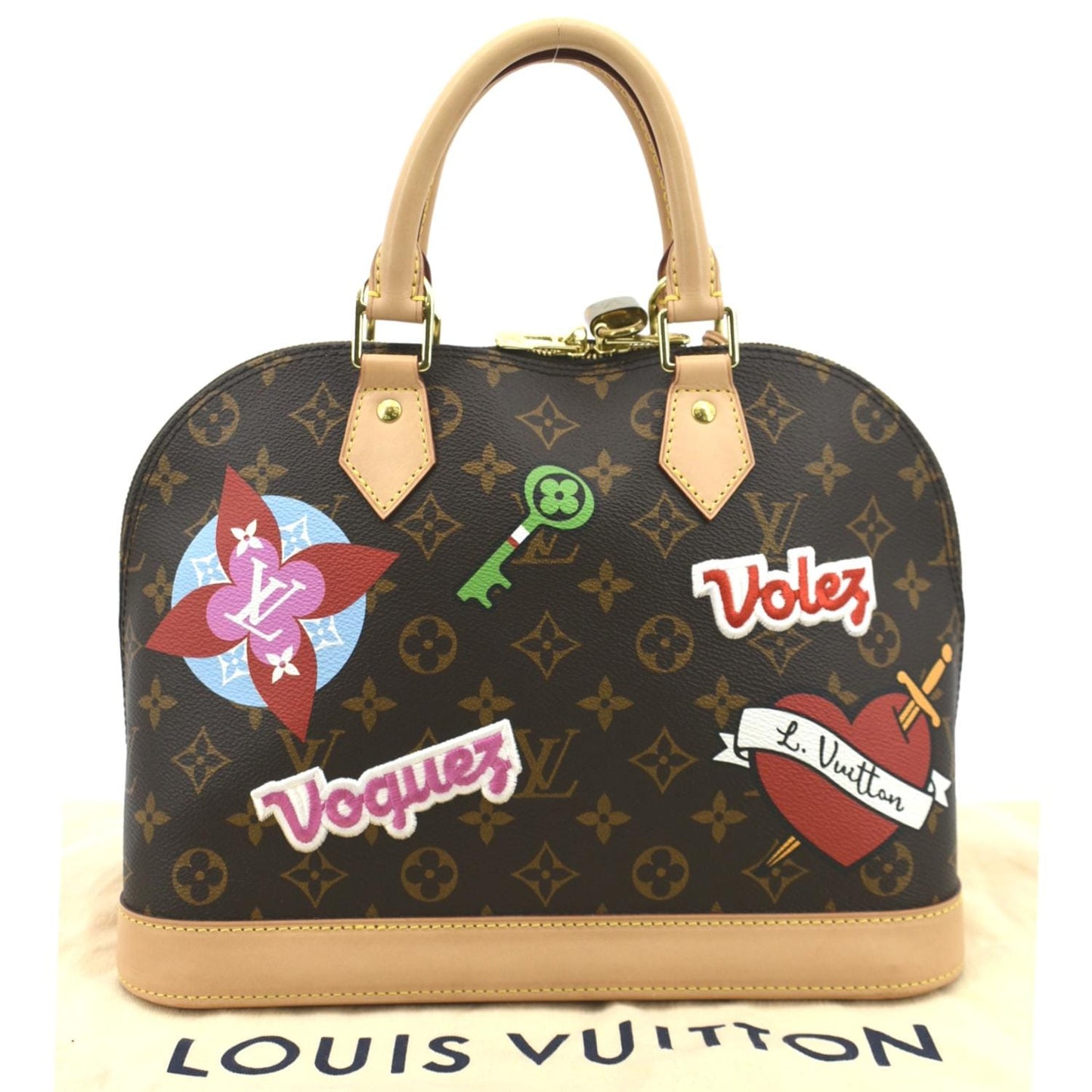 LOUIS VUITTON Alma PM Patches Monogram Canvas Satchel Bag Multicolor