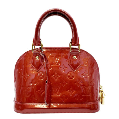 LOUIS VUITTON Alma BB Monogram Patent Leather Satchel Crossbody Bag Red