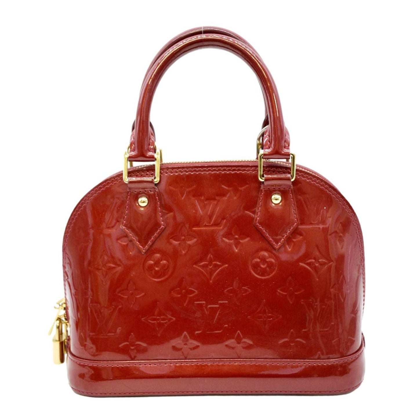 LOUIS VUITTON Alma BB Monogram Patent Leather Satchel Crossbody Bag Red