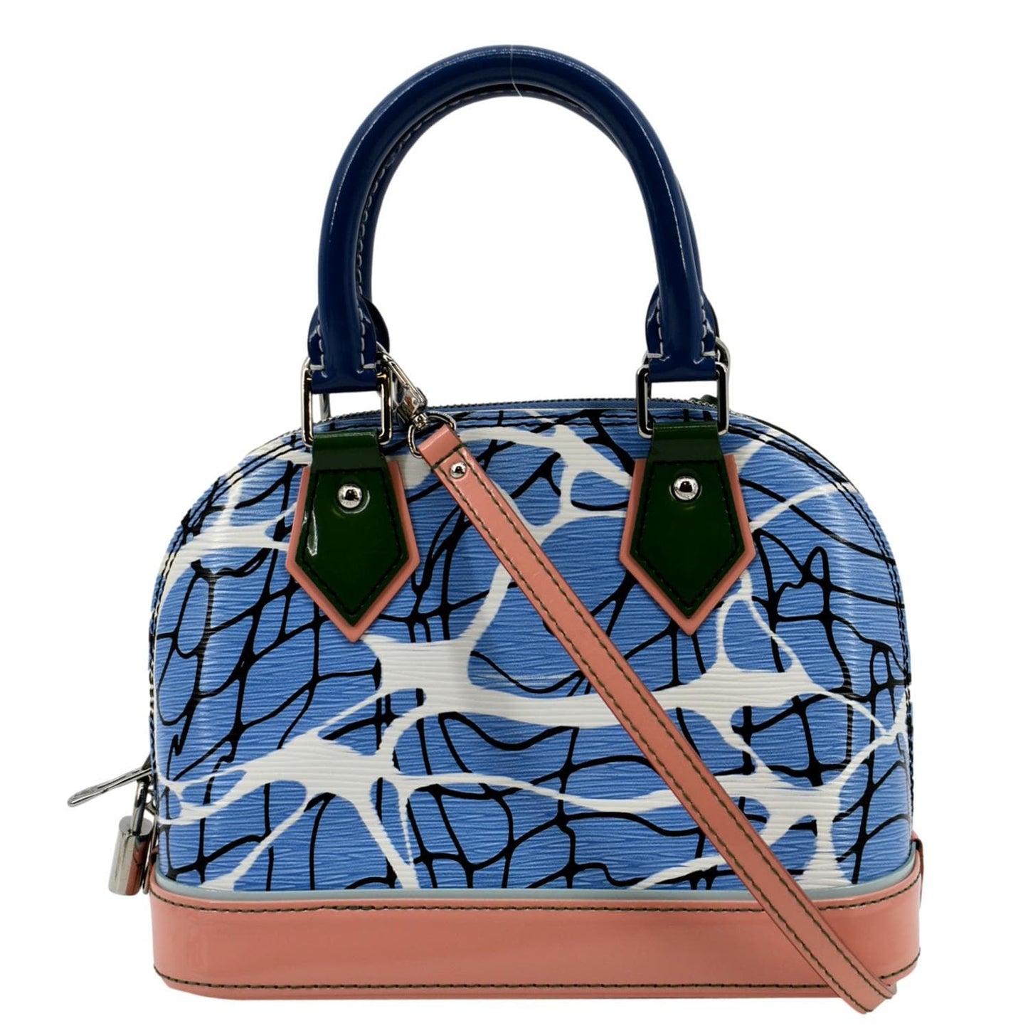 LOUIS VUITTON Alma BB Aqua Print Epi Leather Satchel Crossbody Bag Blue