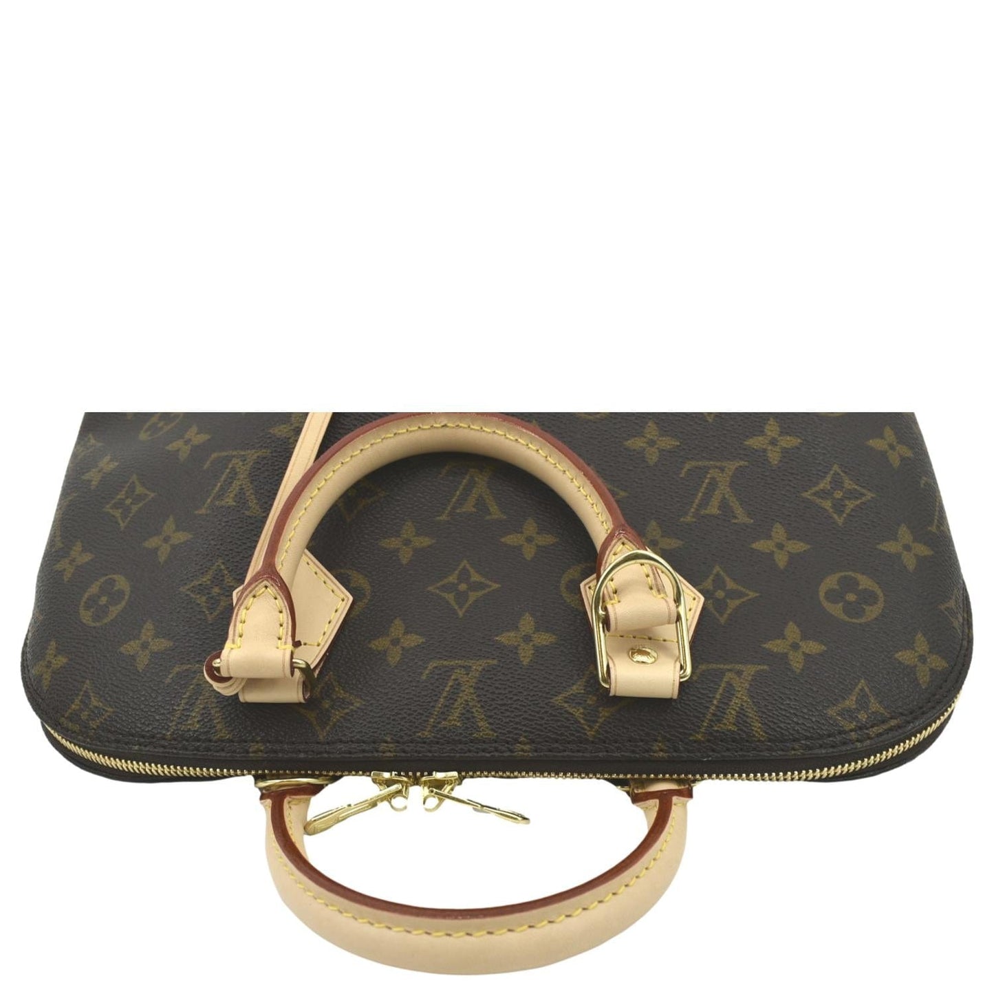 LOUIS VUITTON Alma PM Monogram Canvas Satchel Bag Brown