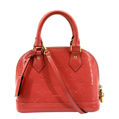 LOUIS VUITTON Alma BB Monogram Vernis Satchel Shoulder Bag Red