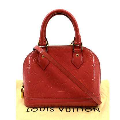 LOUIS VUITTON Alma BB Monogram Vernis Satchel Shoulder Bag Red