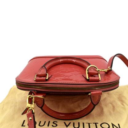 LOUIS VUITTON Alma BB Monogram Vernis Satchel Shoulder Bag Red