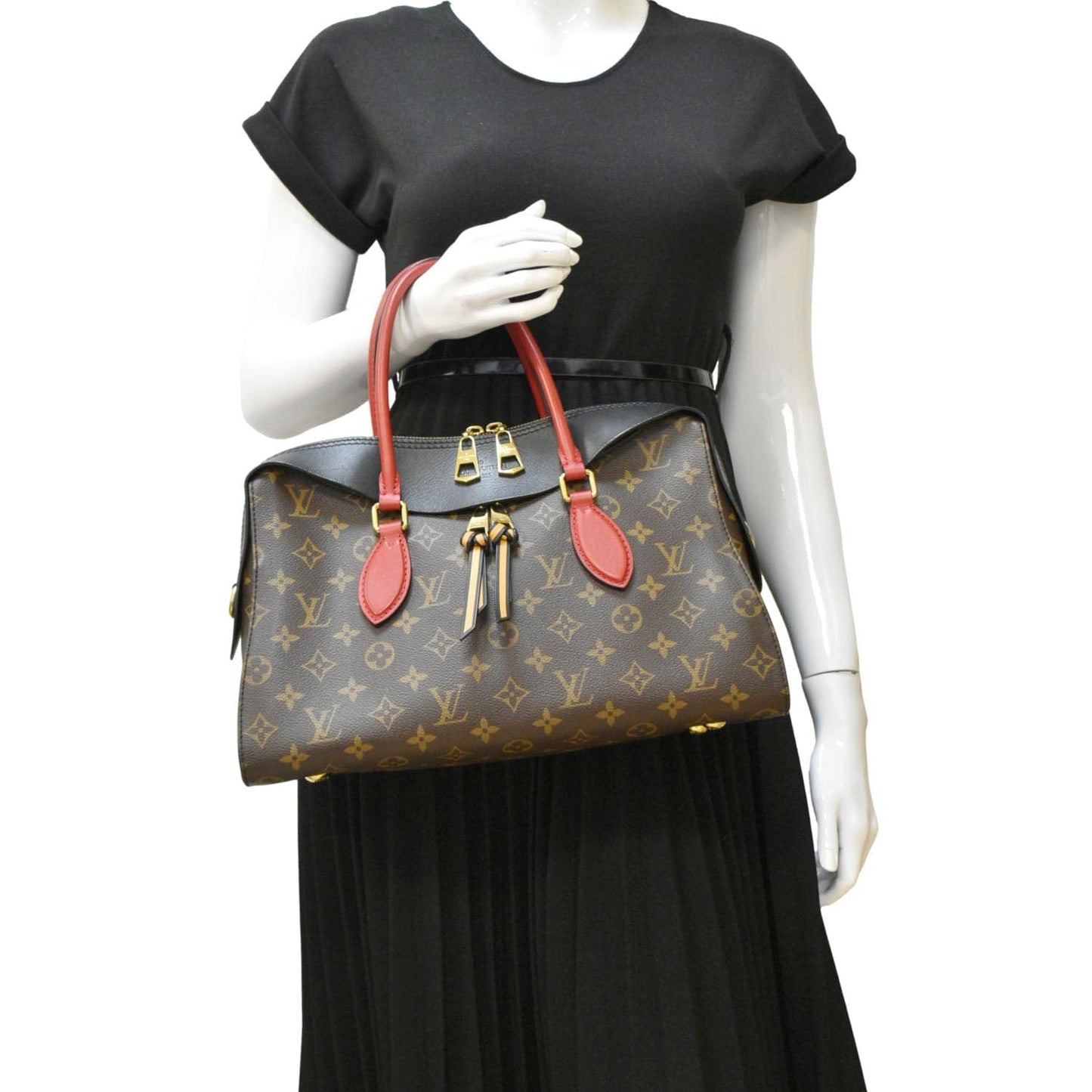 LOUIS VUITTON  Tuileries Monogram Canvas Tote Shoulder Bag Brown