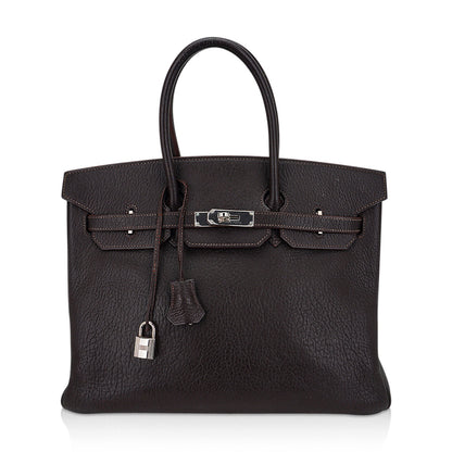 Hermes Birkin 35 Bag Cocoan Brown Chevre Leather with Palladium Hardware