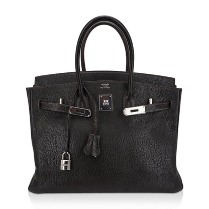 Hermes Birkin 35 Bag Cocoan Brown Chevre Leather with Palladium Hardware