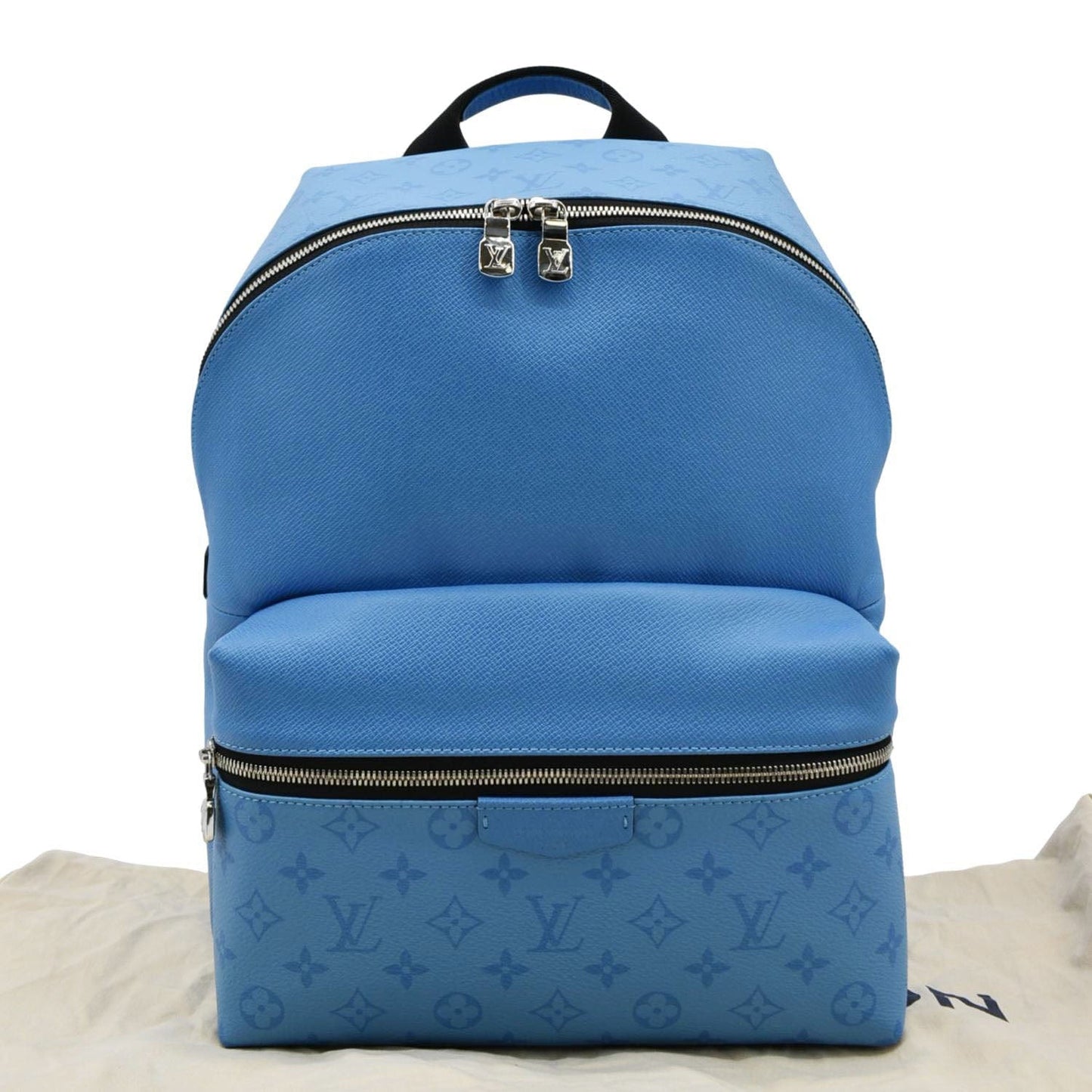 LOUIS VUITTON Discovery PM Monogram Taigarama Leather Backpack Blue