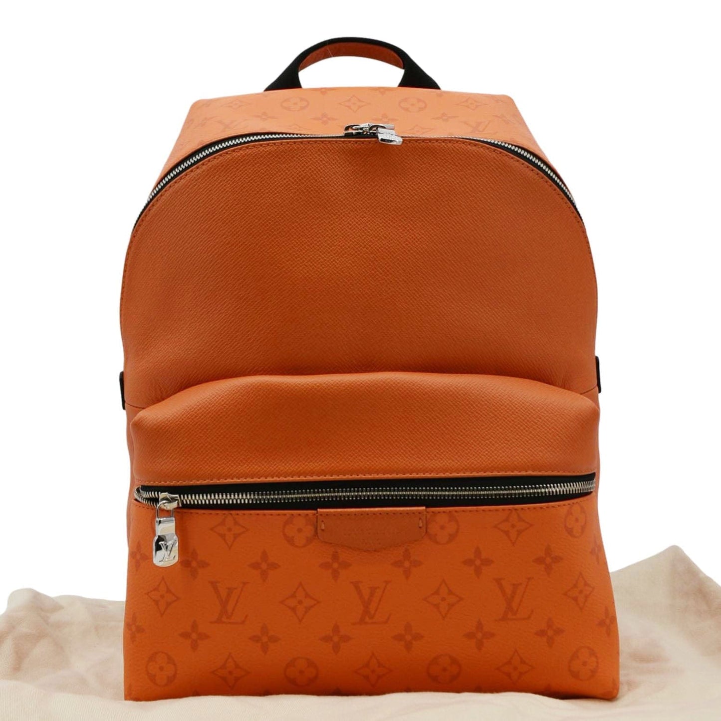 LOUIS VUITTON Discovery Taiga leather Backpack Orange