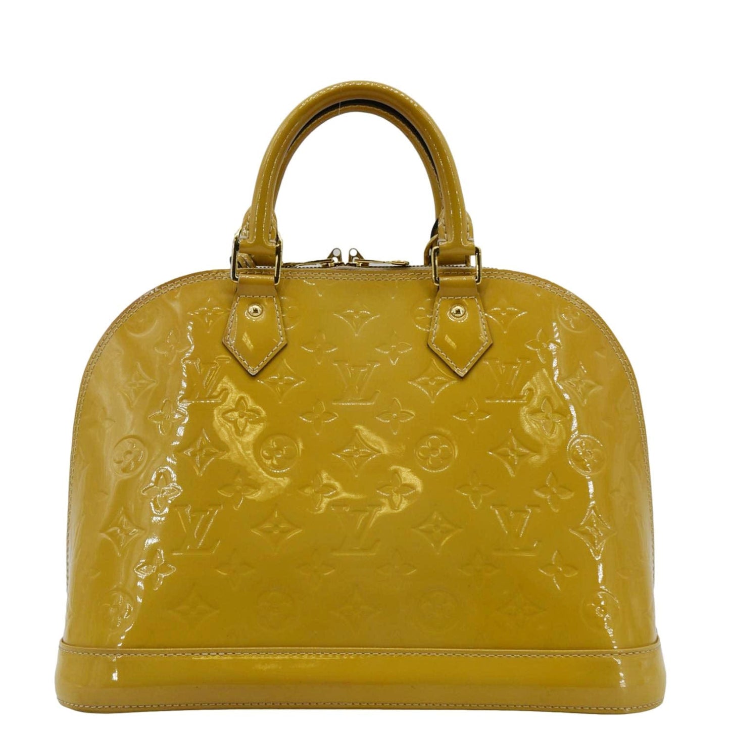 LOUIS VUITTON Alma PM Monogram Vernis Satchel Bag Yellow