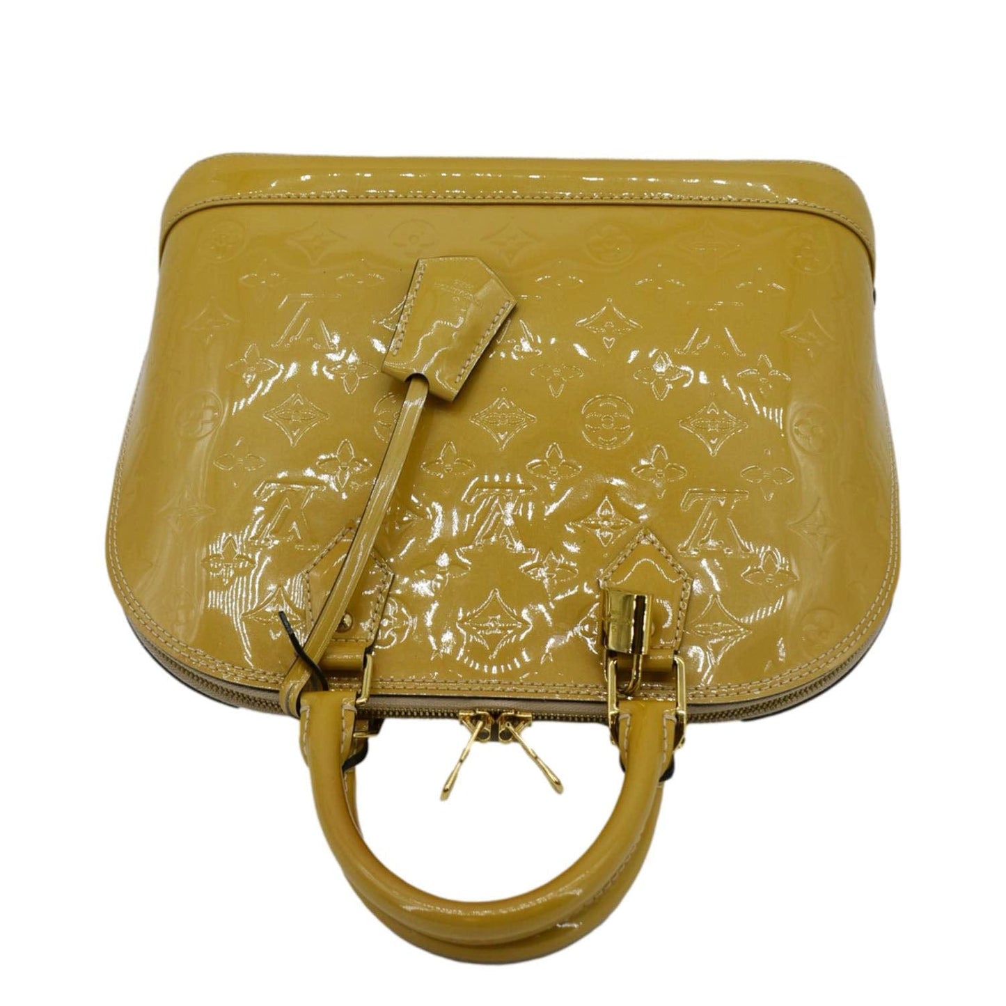 LOUIS VUITTON Alma PM Monogram Vernis Satchel Bag Yellow