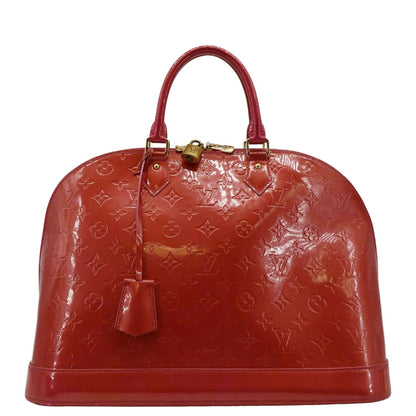 LOUIS VUITTON Alma GM Monogram Vernis Satchel Bag Red