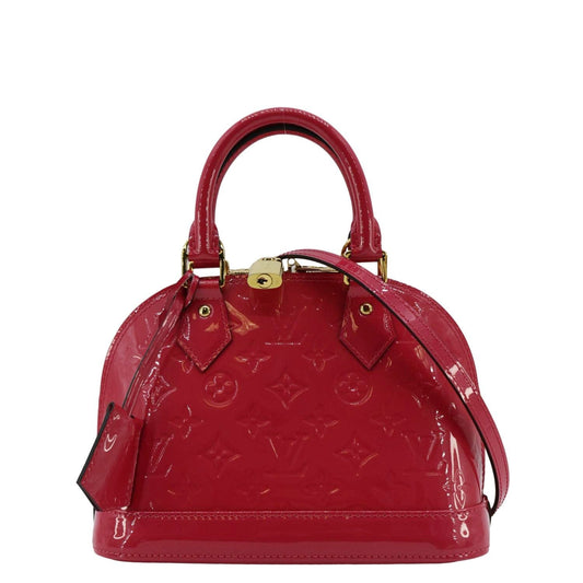 LOUIS VUITTON Alma BB Monogram Patent Leather Satchel Crossbody Bag Hot Pink