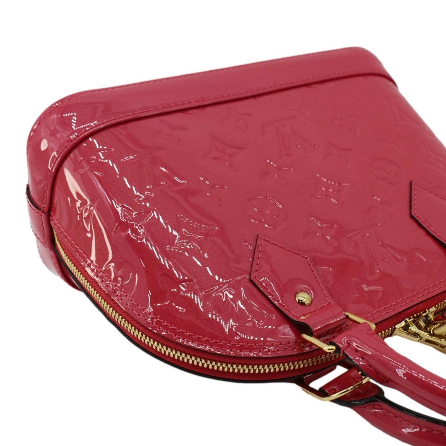 LOUIS VUITTON Alma BB Monogram Patent Leather Satchel Crossbody Bag Hot Pink