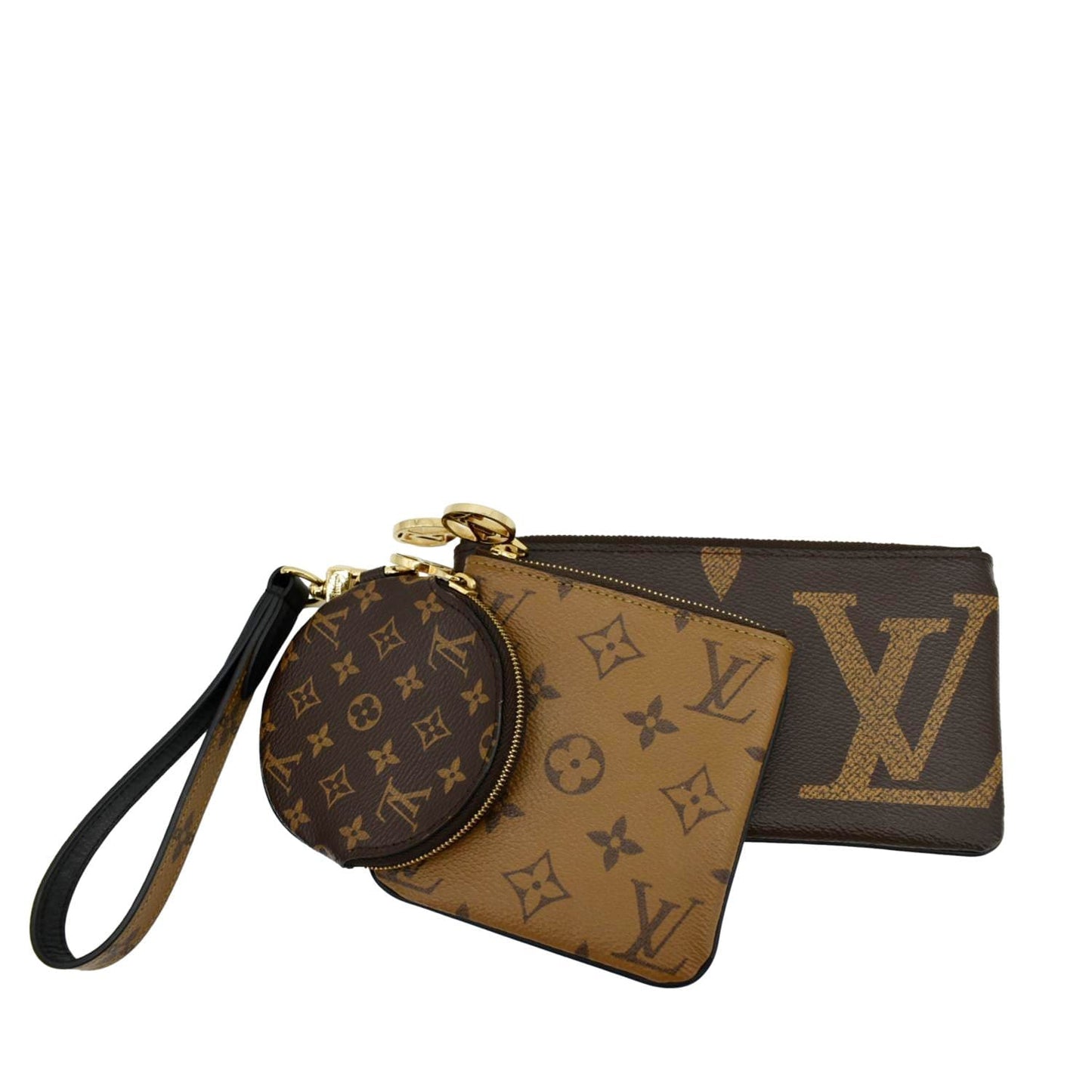 LOUIS VUITTON  Giant Monogram Reverse Canvas Trio Pouch Brown