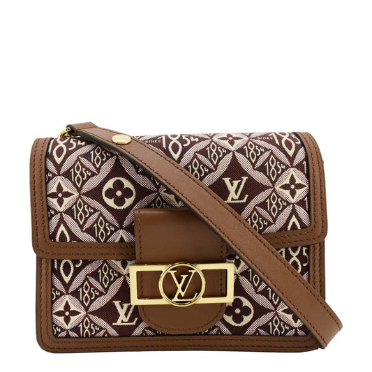 LOUIS VUITTON Dauphine Mini Monogram Jacquard Since 1854 Shoulder Bag Brown