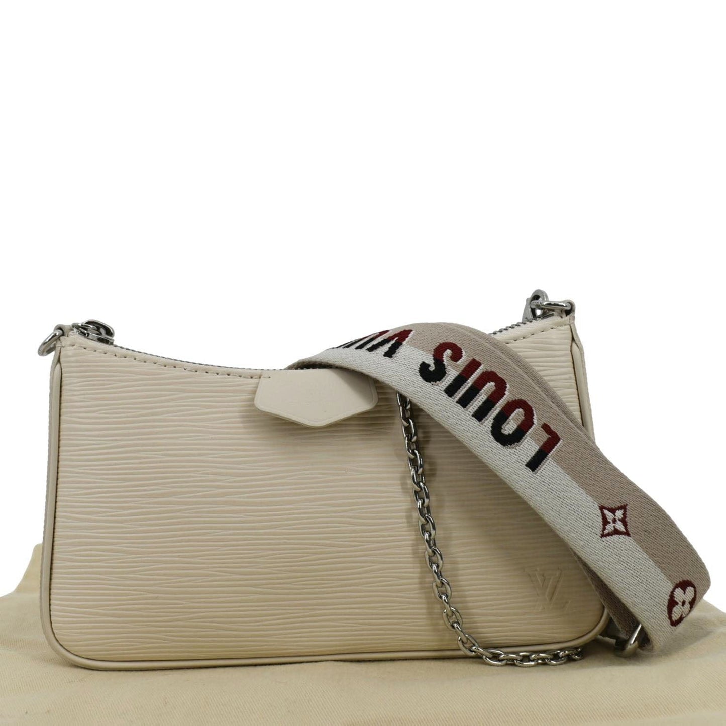 LOUIS VUITTON Easy Pouch On Strap Epi Leather Shoulder Bag Cream