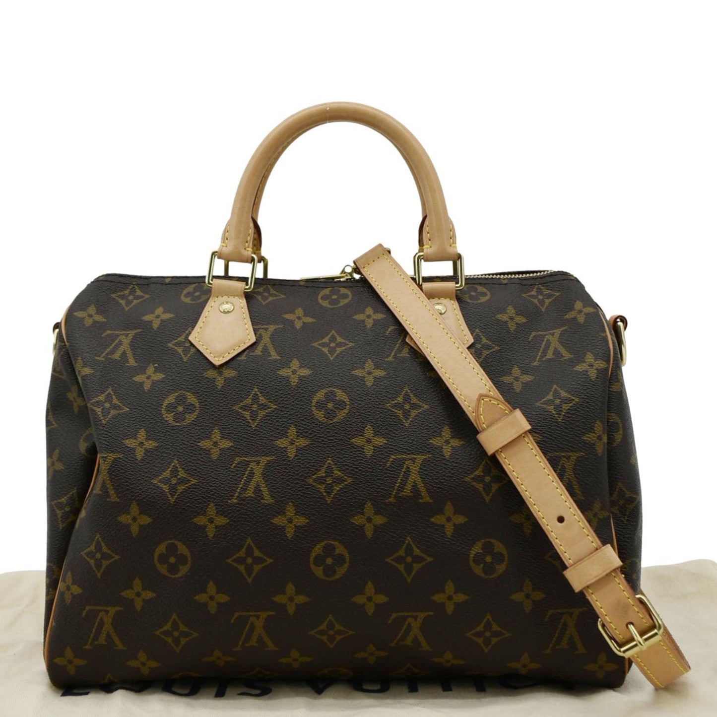 LOUIS VUITTON  Speedy 30 Monogram Canvas Satchel Bag Brown