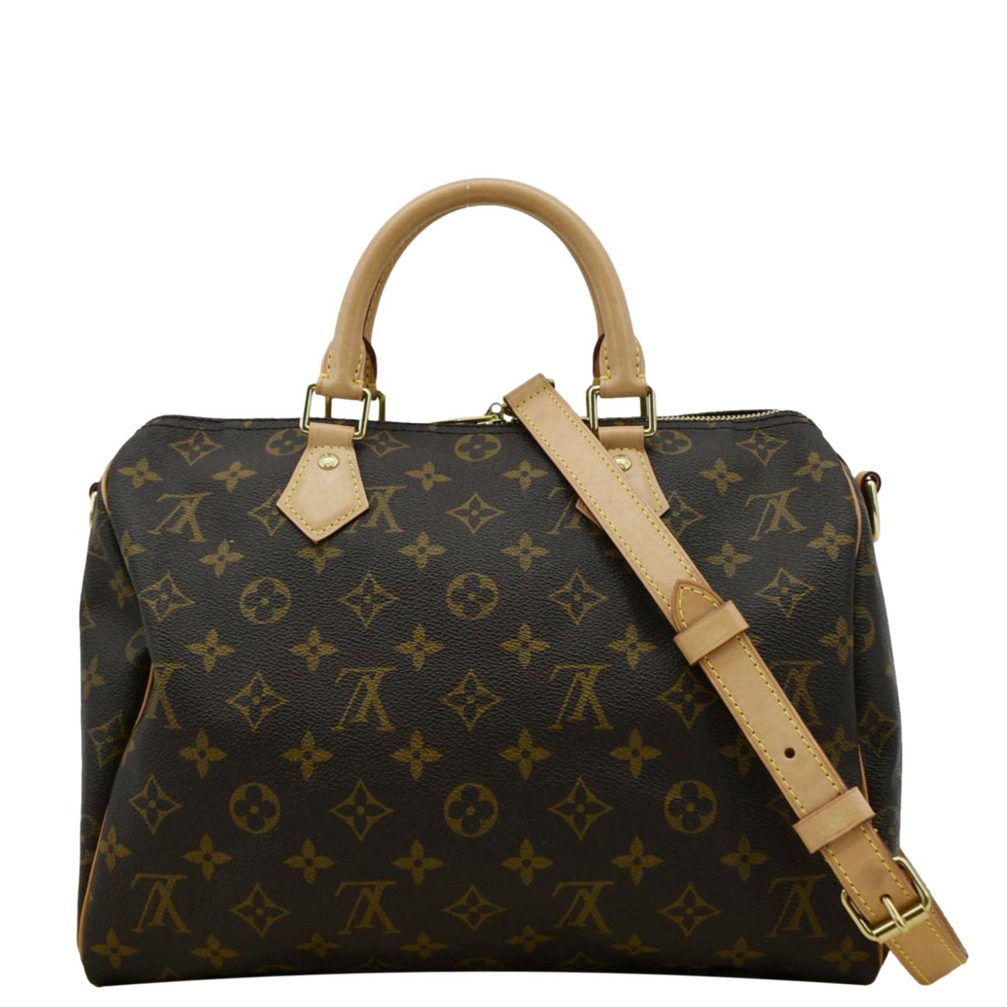 LOUIS VUITTON  Speedy 30 Monogram Canvas Satchel Bag Brown