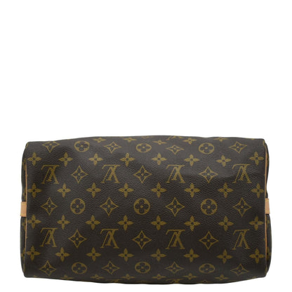 LOUIS VUITTON  Speedy 30 Monogram Canvas Satchel Bag Brown