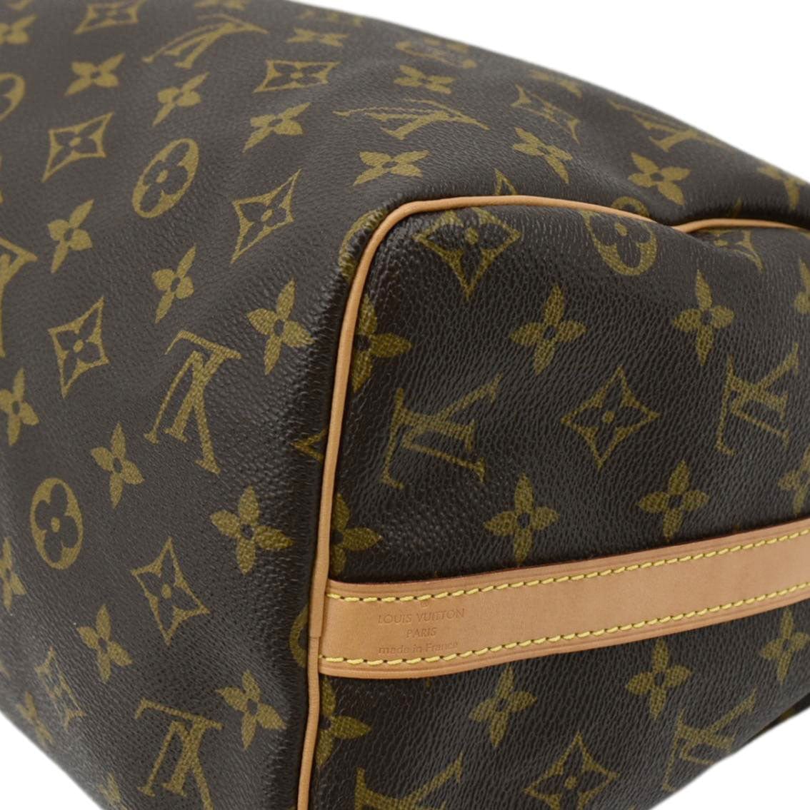 LOUIS VUITTON  Speedy 30 Monogram Canvas Satchel Bag Brown