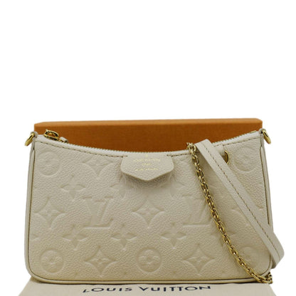 Louis Vuitton Easy Pouch On Strap Empreinte Leather Shoulder Bag Pouch Cream