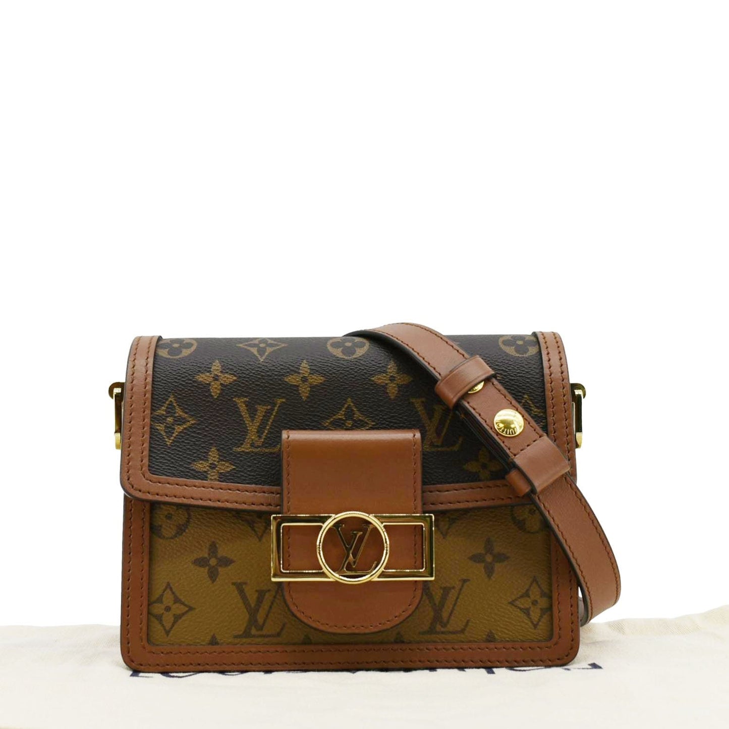 LOUIS VUITTON Dauphine Mini Monogram Reverse Canvas Shoulder Bag Brown