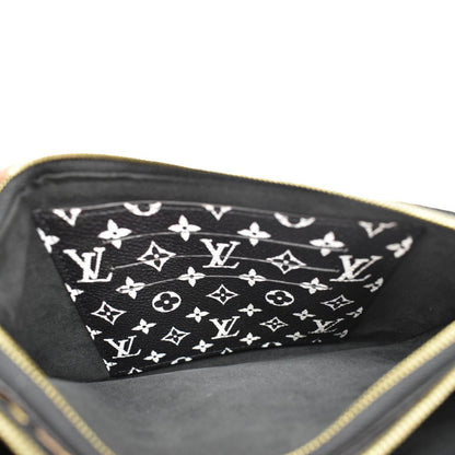 LOUIS VUITTON Double Zip Jungle Pochette Giant Monogram Leather Crossbody Bag Black