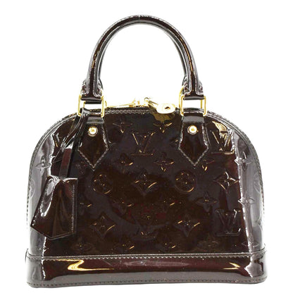 LOUIS VUITTON Alma BB Monogram Vernis Satchel Bag Dark Purple