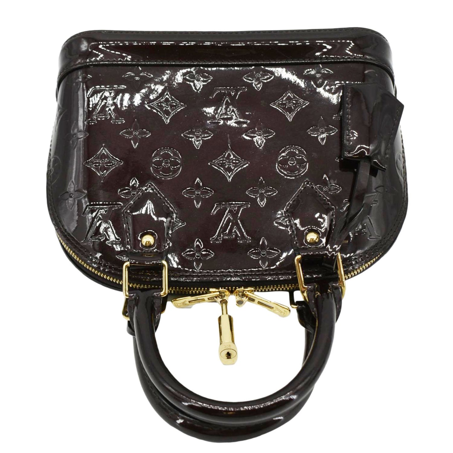 LOUIS VUITTON Alma BB Monogram Vernis Satchel Bag Dark Purple