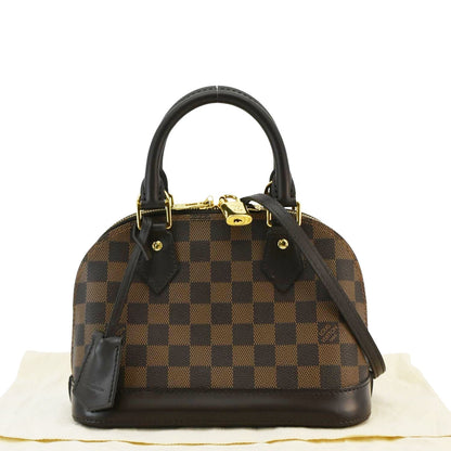 LOUIS VUITTON Alma BB Damier Ebene Satchel Bag Brown