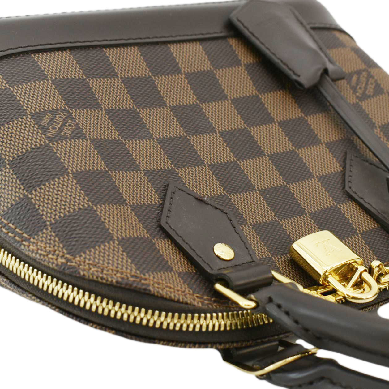 LOUIS VUITTON Alma BB Damier Ebene Satchel Bag Brown