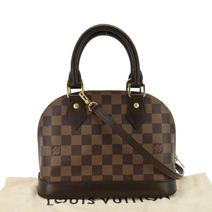 LOUIS VUITTON Alma BB Damier Ebene Satchel Bag Brown