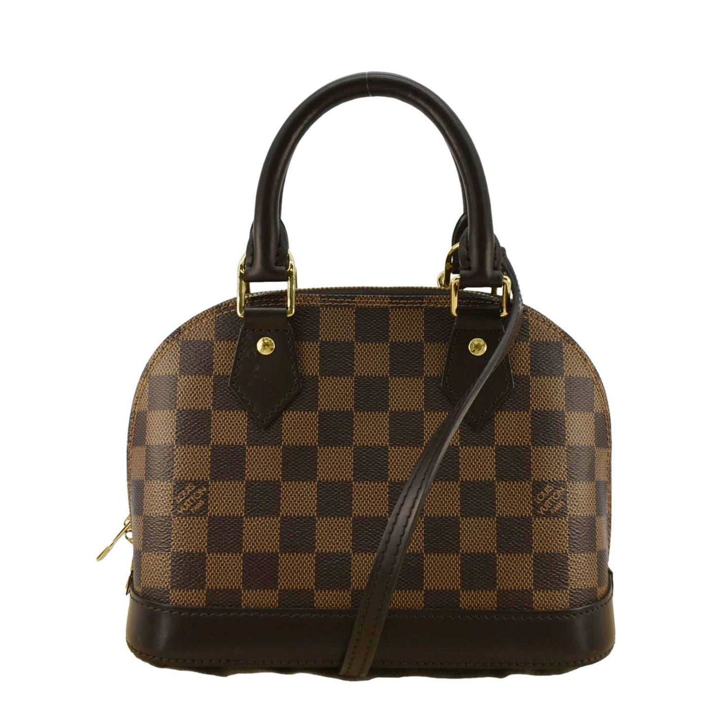 LOUIS VUITTON Alma BB Damier Ebene Satchel Bag Brown