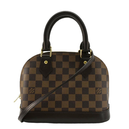 LOUIS VUITTON Alma BB Damier Ebene Satchel Bag Brown