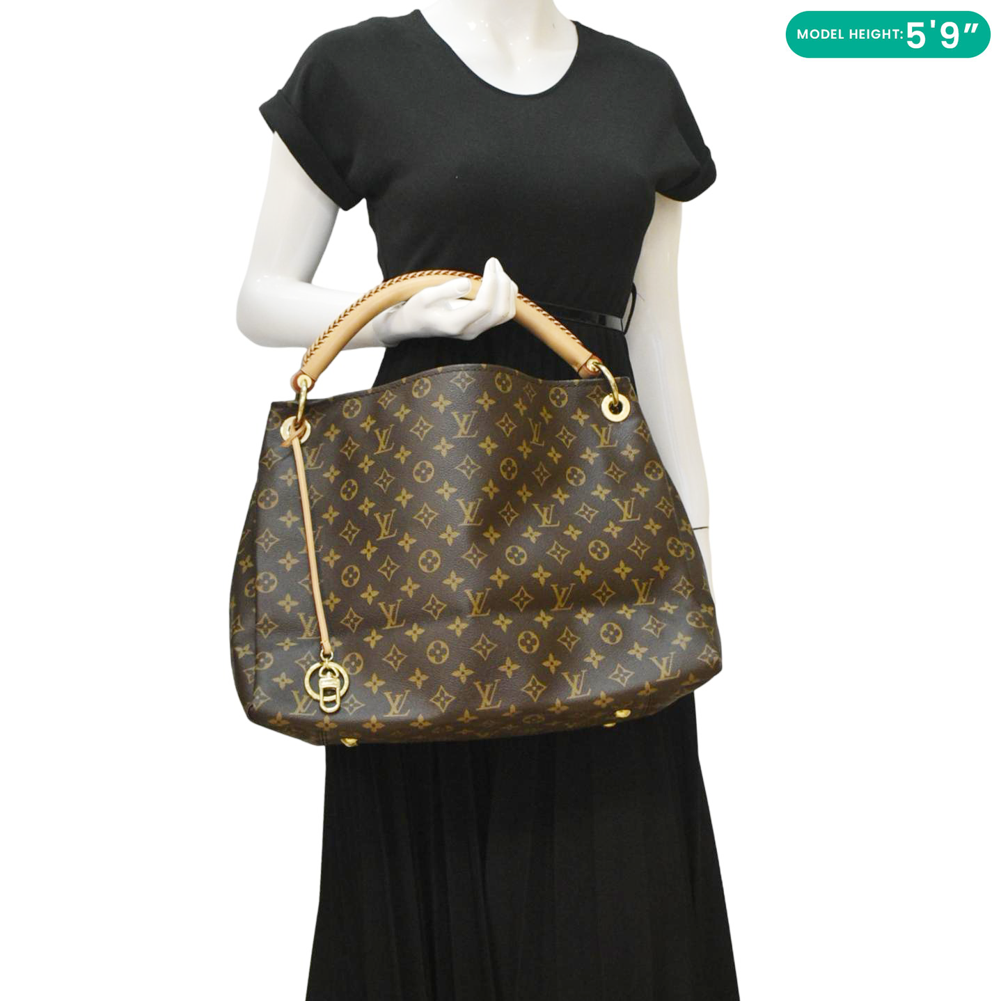 LOUIS VUITTON  Artsy MM Monogram Canvas Hobo Bag Brown