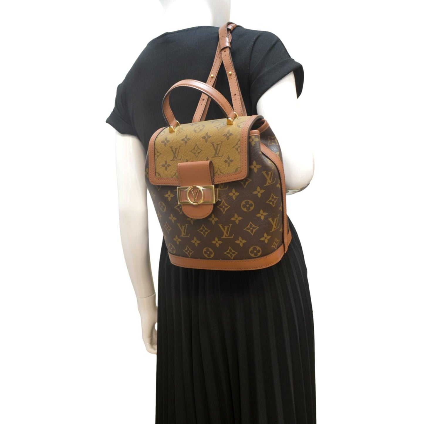 LOUIS VUITTON Dauphine PM Monogram Reverse Canvas Backpack Brown