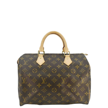 LOUIS VUITTON  Speedy 30 Monogram Canvas Satchel Bag Brown