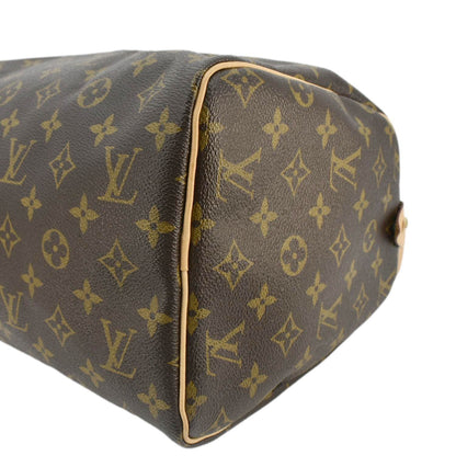 LOUIS VUITTON  Speedy 30 Monogram Canvas Satchel Bag Brown