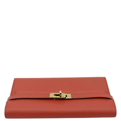 Hermes Kelly Epsom Leather Wallet Flamingo