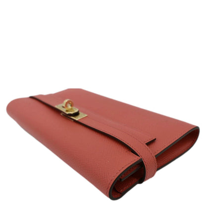 Hermes Kelly Epsom Leather Wallet Flamingo