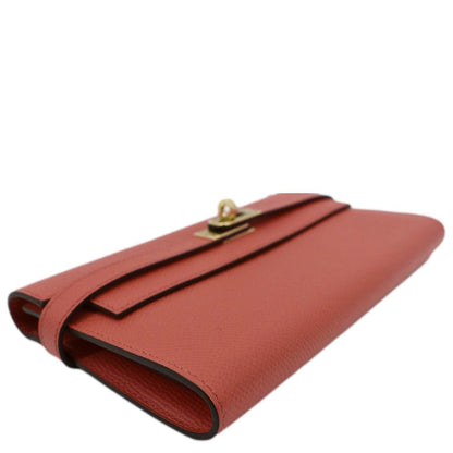 Hermes Kelly Epsom Leather Wallet Flamingo